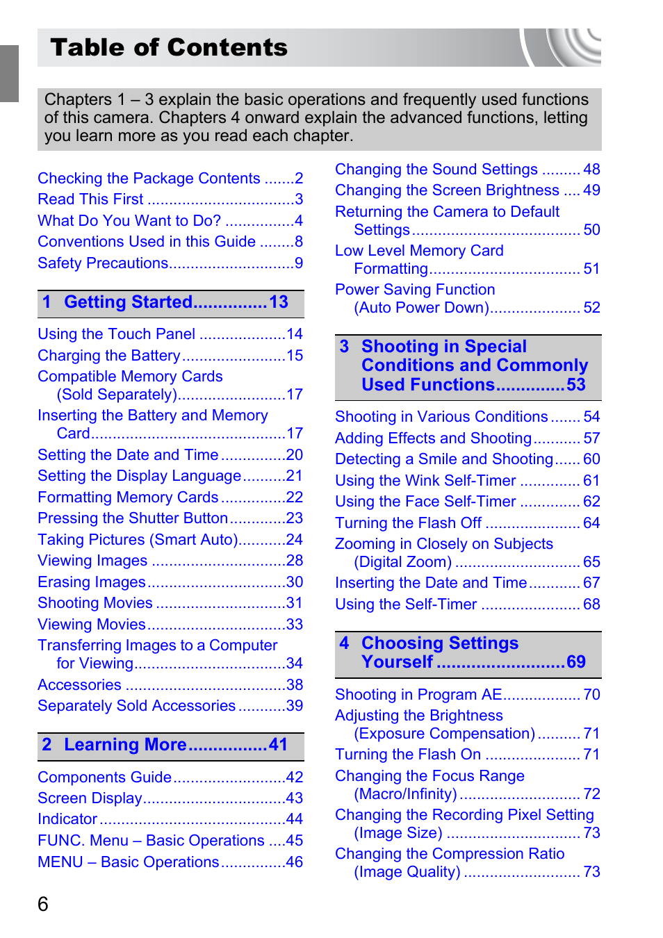 Canon 210 User Manual | Page 6 / 176