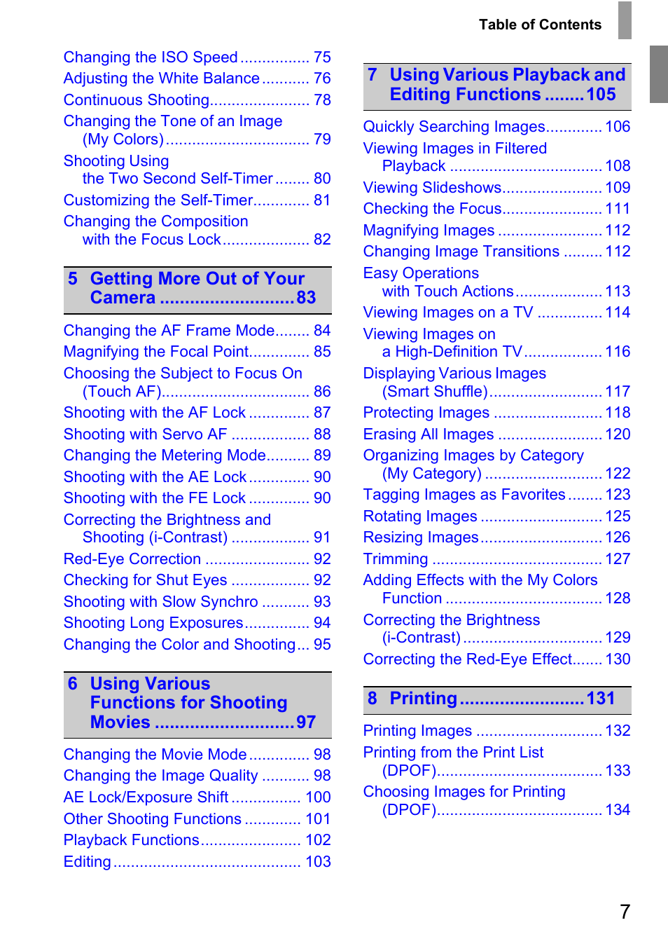 Canon 210 User Manual | Page 7 / 176