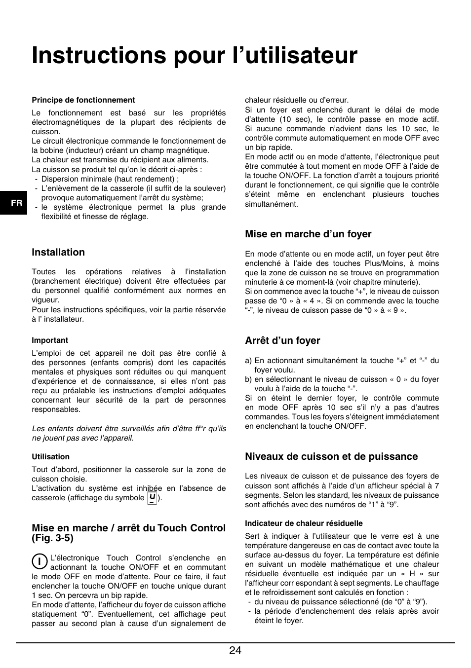 Instructions pour l’utilisateur | Baumatic BHIW400SS User Manual | Page 25 / 68