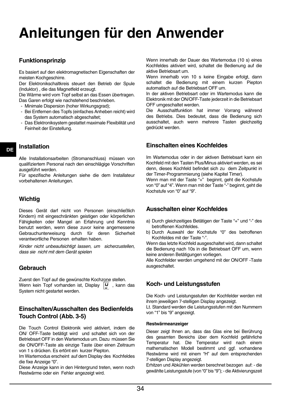 Anleitungen für den anwender | Baumatic BHIW400SS User Manual | Page 35 / 68