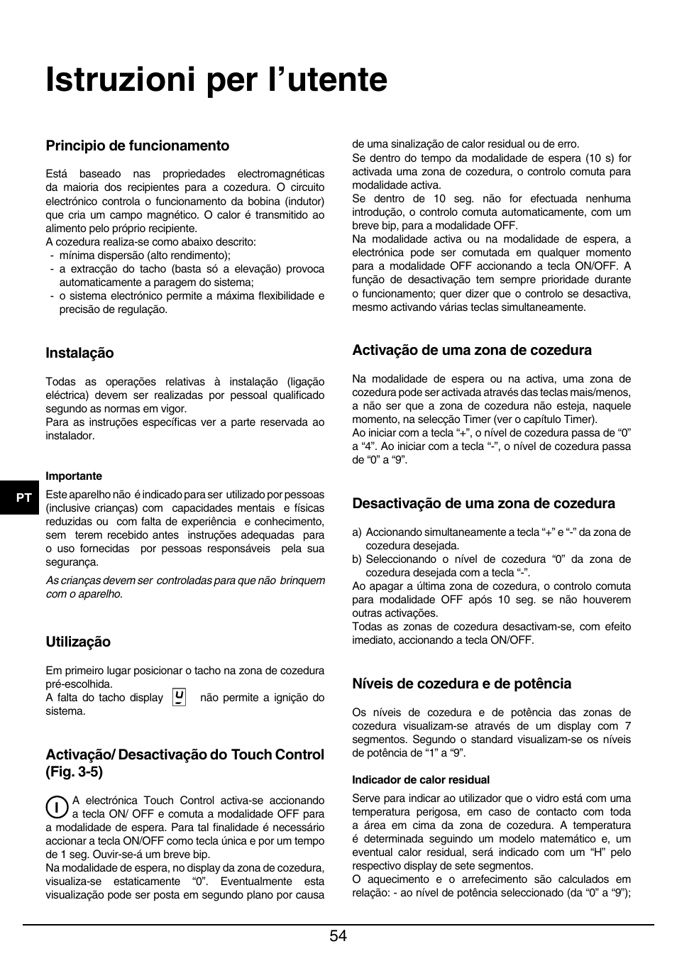 Istruzioni per l’utente | Baumatic BHIW400SS User Manual | Page 55 / 68