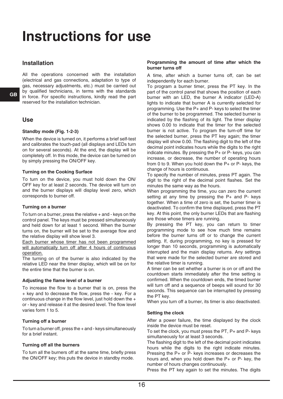 Instructions for use | Baumatic BHG112SS User Manual | Page 16 / 76