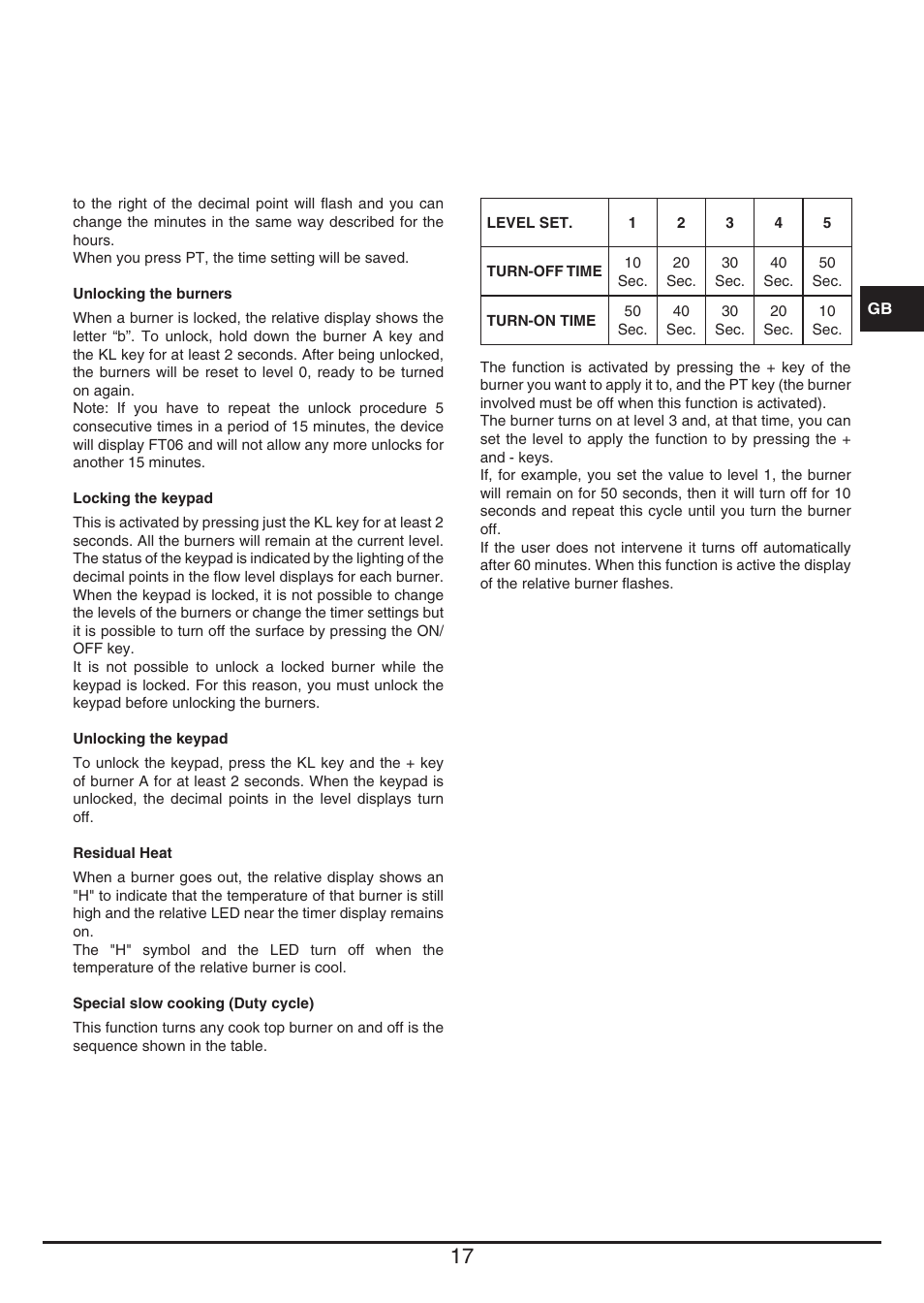 Baumatic BHG112SS User Manual | Page 17 / 76