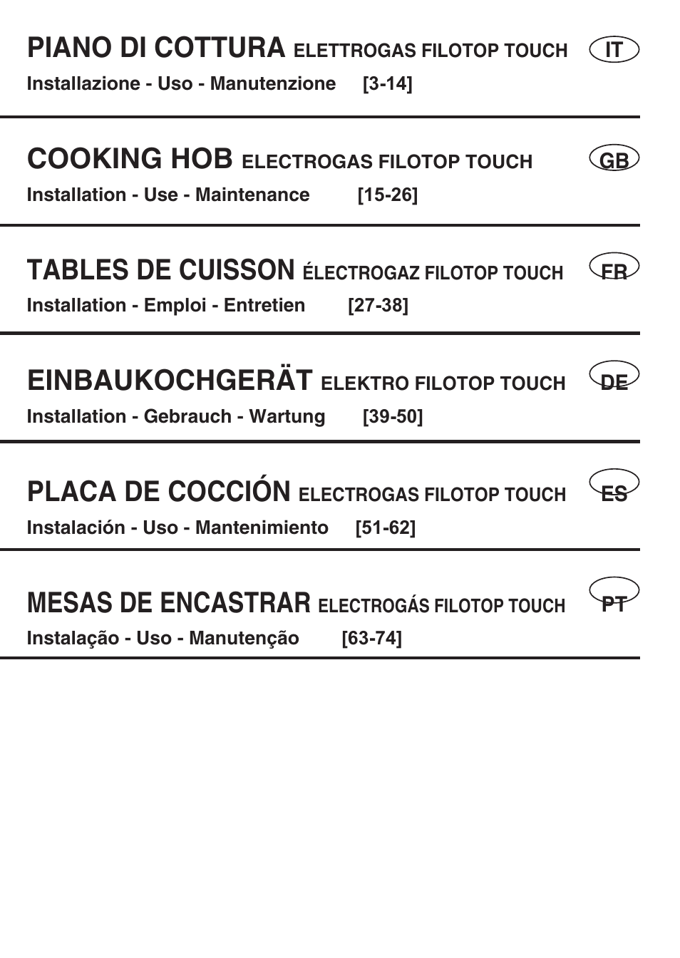 Piano di cottura, Cooking hob, Tables de cuisson | Einbaukochgerät, Placa de cocción, Mesas de encastrar, Contact details - page 75 | Baumatic BHG112SS User Manual | Page 2 / 76