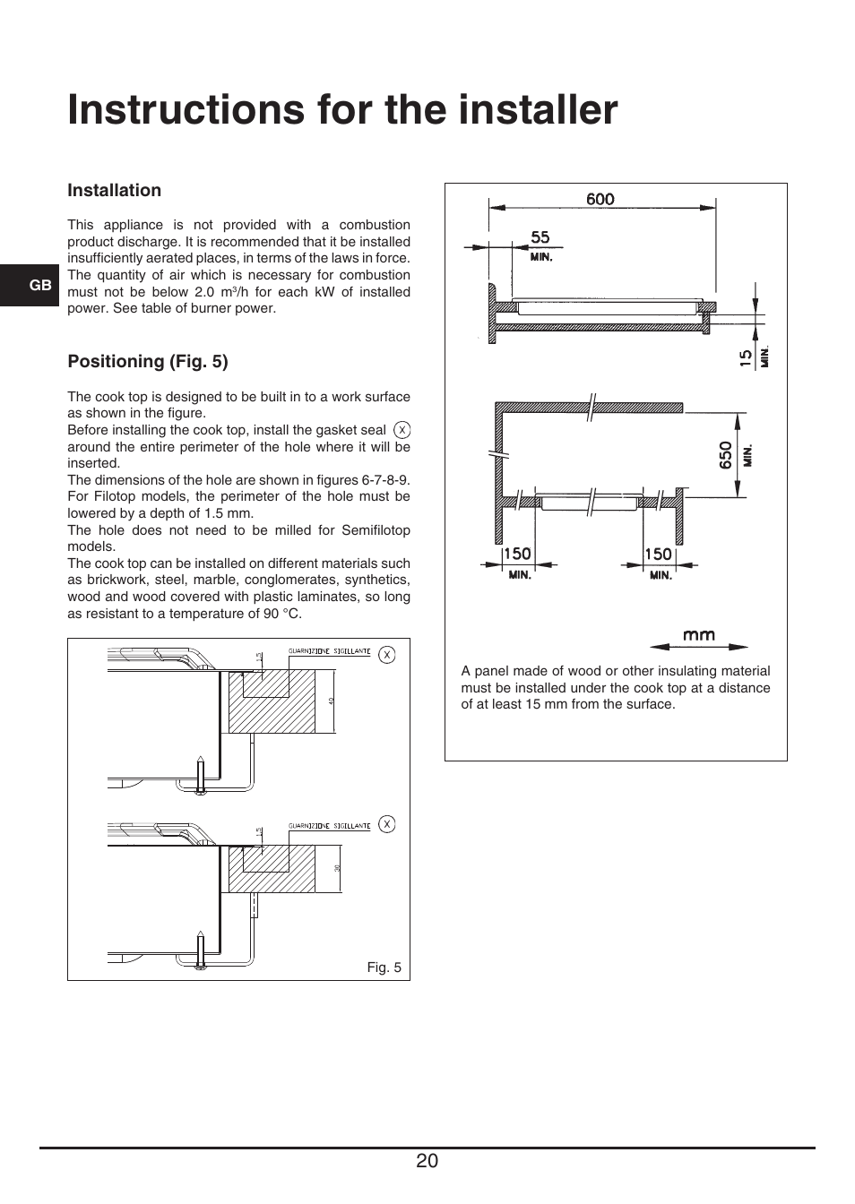 Instructions for the installer | Baumatic BHG112SS User Manual | Page 20 / 76