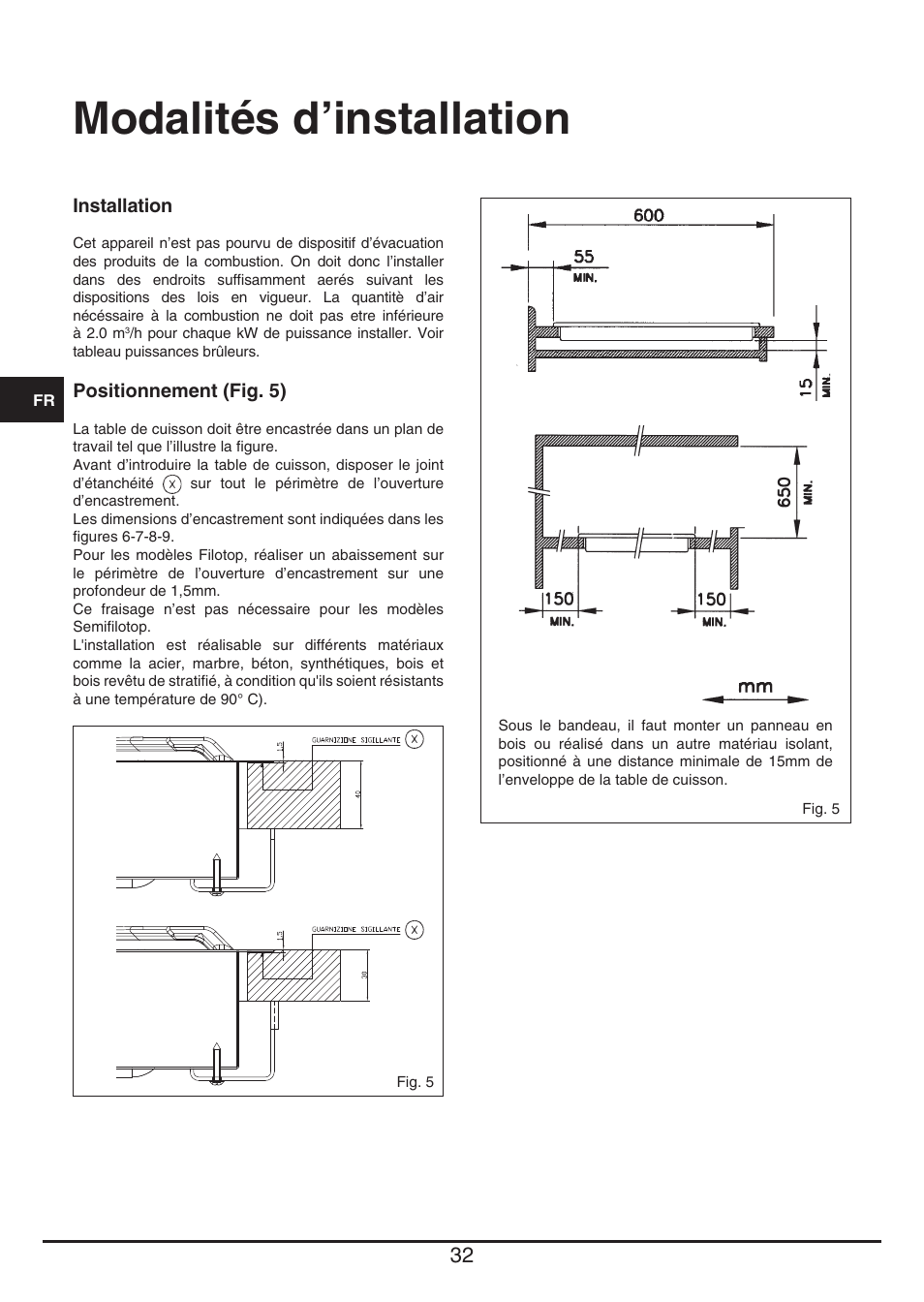 Modalités d’installation | Baumatic BHG112SS User Manual | Page 32 / 76