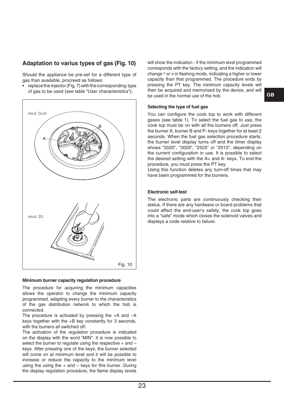 Adaptation to varius types of gas (fig. 10) | Baumatic BHG400SS User Manual | Page 23 / 76