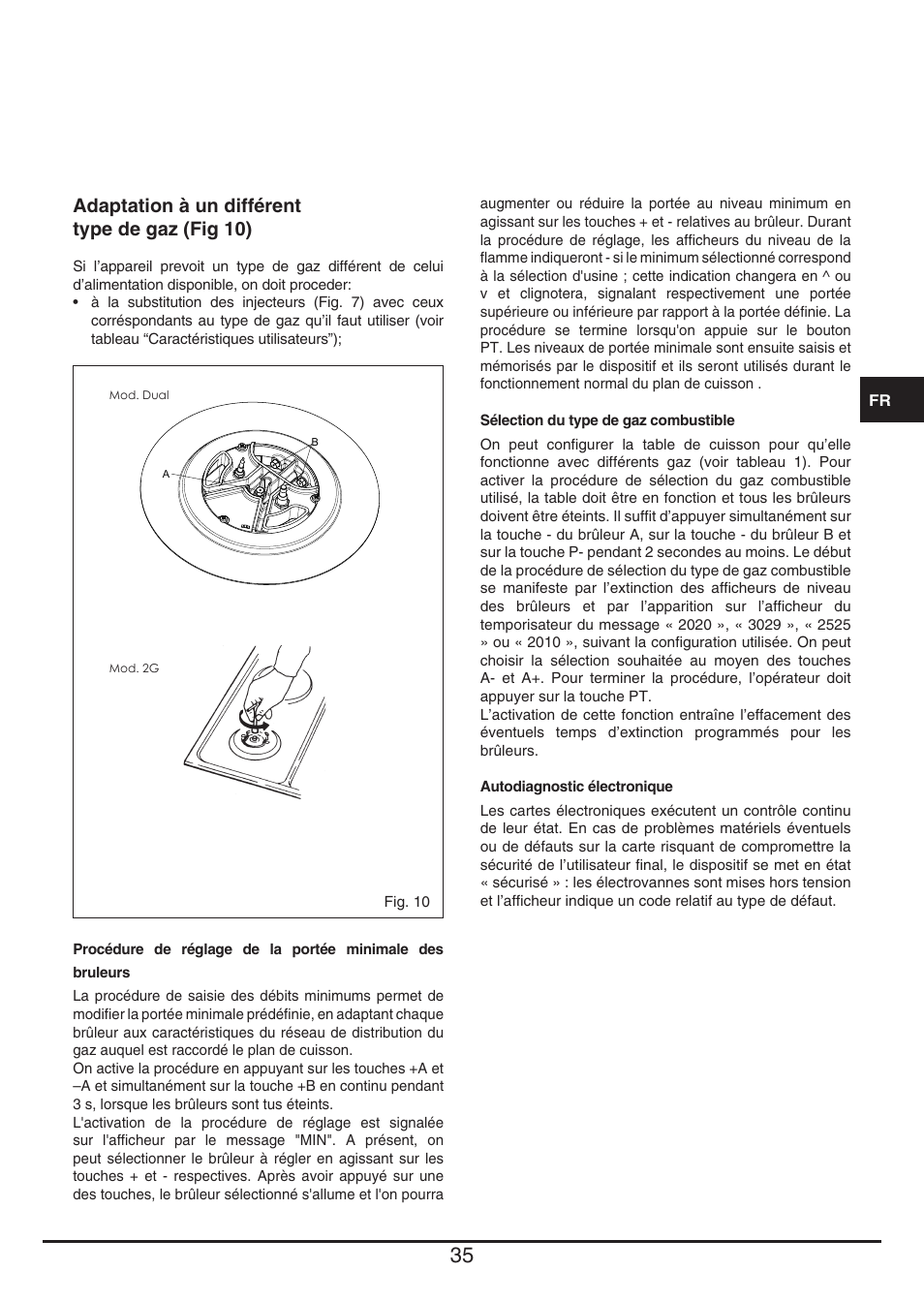 Adaptation à un différent type de gaz (fig 10) | Baumatic BHG400SS User Manual | Page 35 / 76