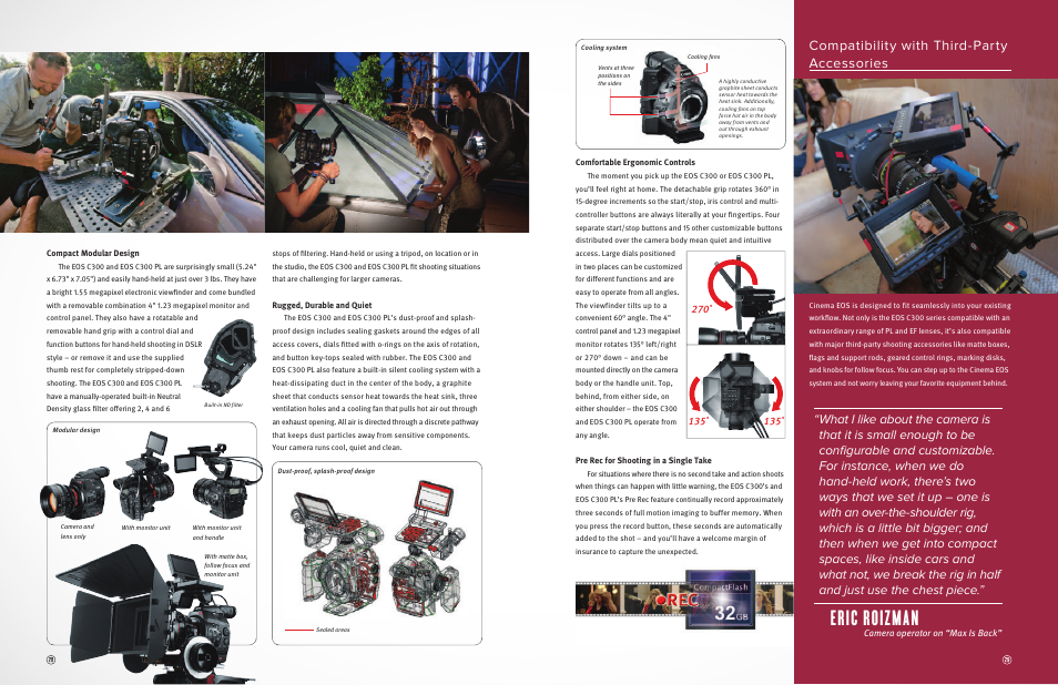 Eric roizman, Compatibility with third-party accessories | Canon EOS C300 PL User Manual | Page 14 / 19
