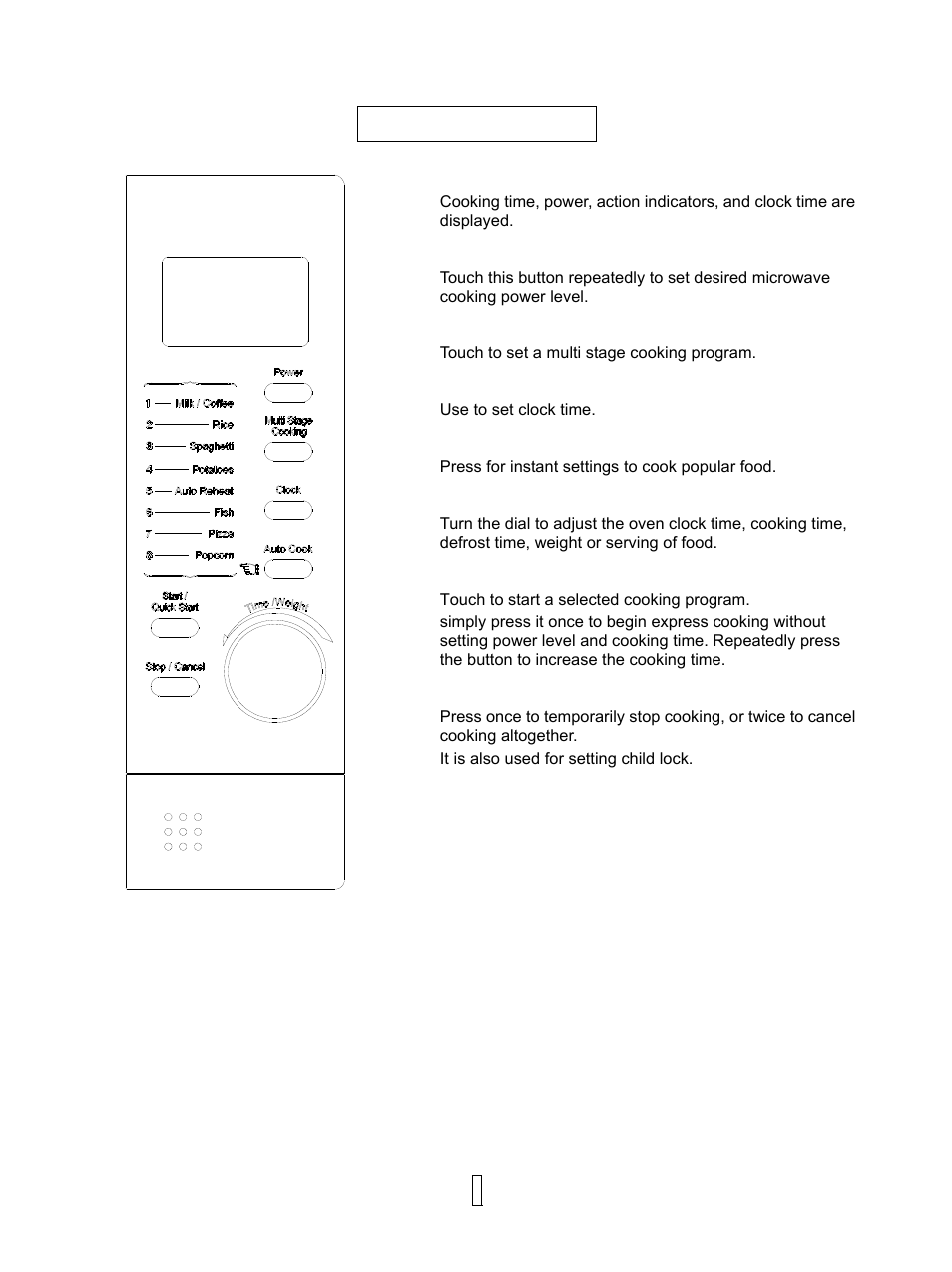 Control panel | Baumatic BMMI170SS User Manual | Page 9 / 20