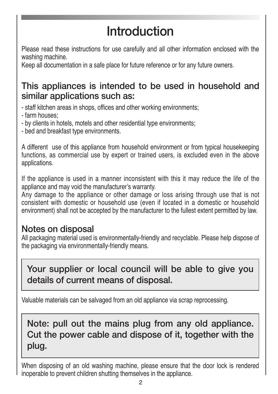 Introduction | Baumatic BWMI1262DN1 User Manual | Page 2 / 36