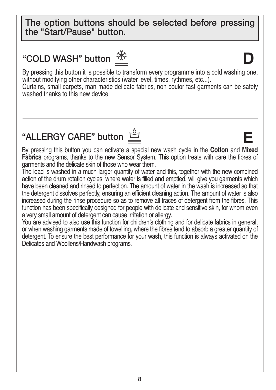 Baumatic BWMI1262DN1 User Manual | Page 8 / 36