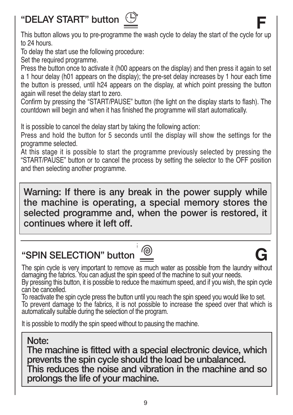 Baumatic BWMI1262DN1 User Manual | Page 9 / 36