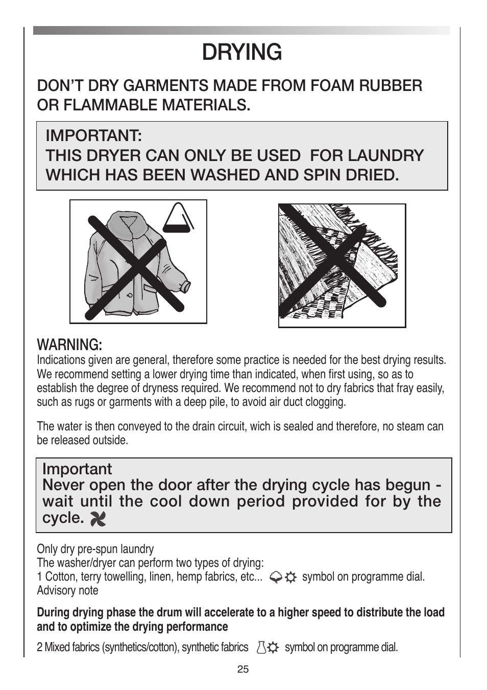 Drying | Baumatic BWDI126N User Manual | Page 25 / 40