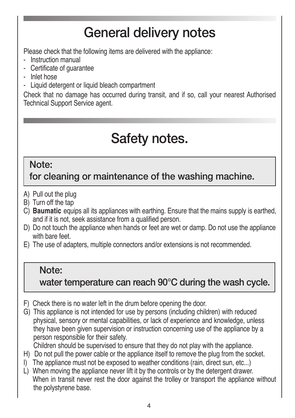 Baumatic BWDI126N User Manual | Page 4 / 40