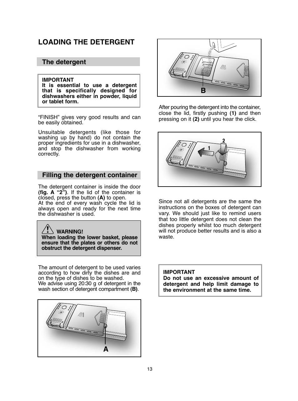 Loading the detergent | Baumatic BDIF612 User Manual | Page 13 / 32