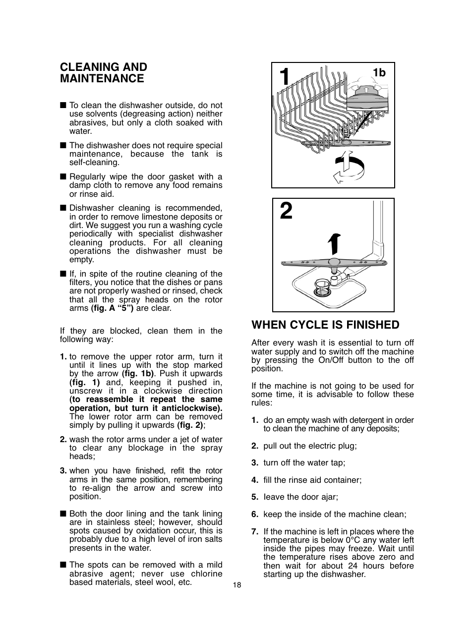 When cycle is finished, Cleaning and maintenance | Baumatic BDIF612 User Manual | Page 18 / 32