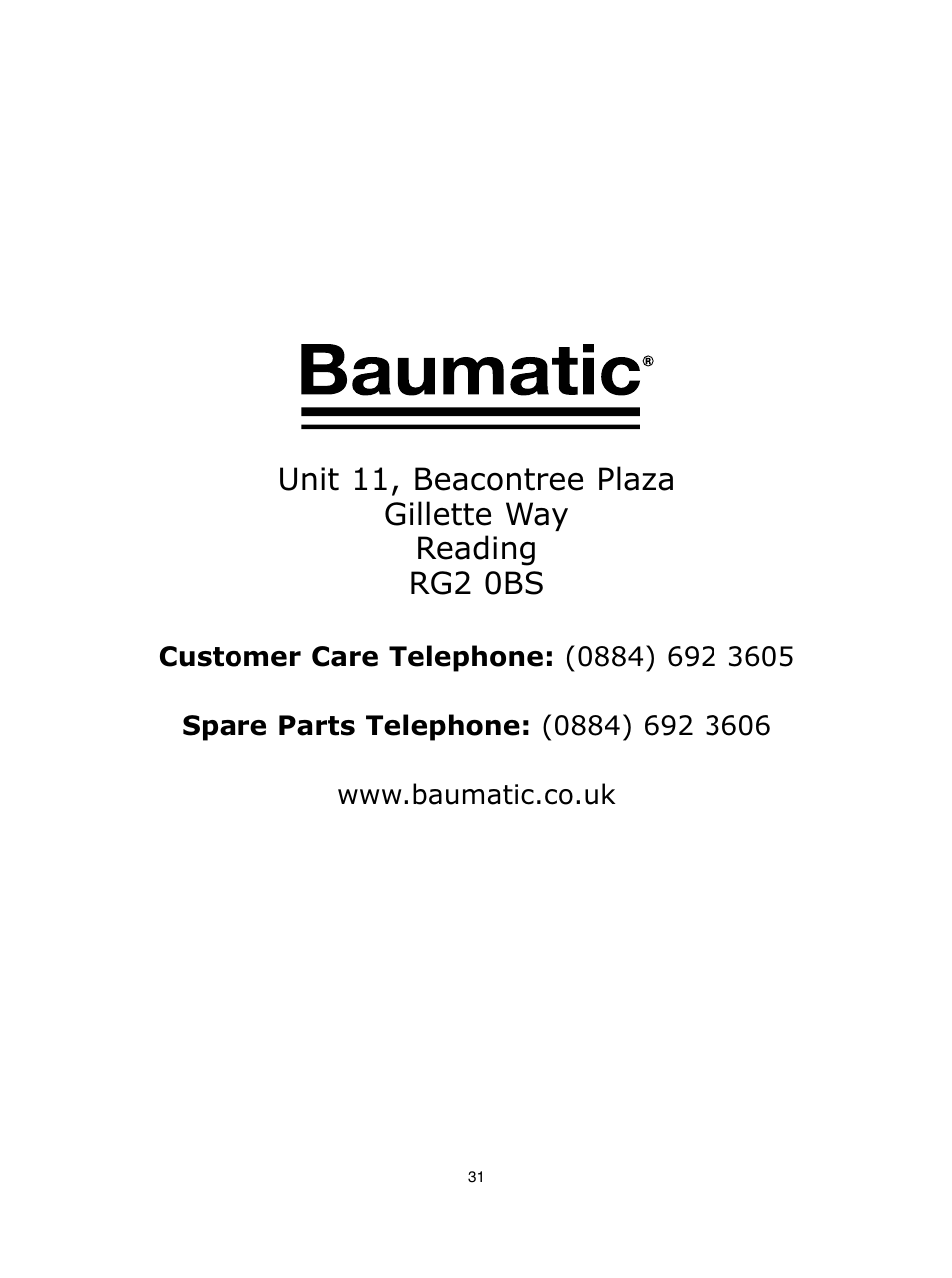 Baumatic BDIF612 User Manual | Page 31 / 32