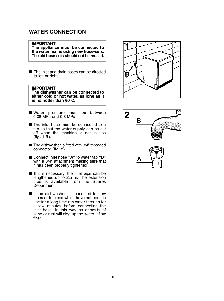 Water connection | Baumatic BDIF612 User Manual | Page 6 / 32