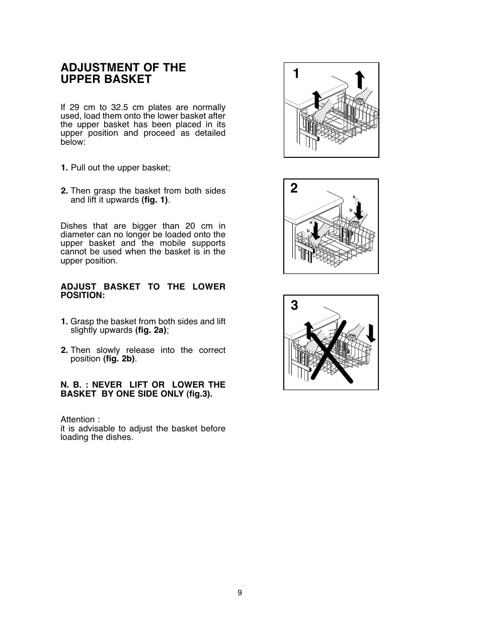 Adjustment of the upper basket | Baumatic BDIF612 User Manual | Page 9 / 32