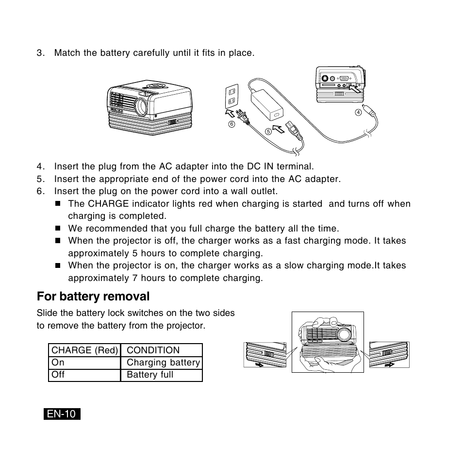 For battery removal, En-10 | Canon DC-4381 User Manual | Page 10 / 40