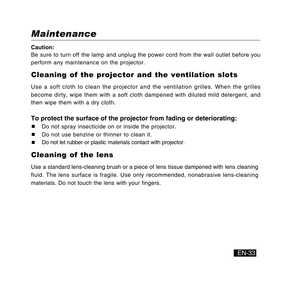 Maintenance | Canon DC-4381 User Manual | Page 33 / 40