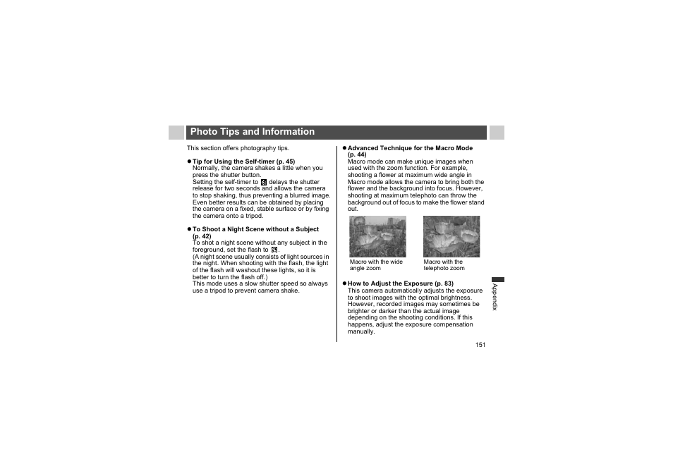 Photo tips and information | Canon A510 User Manual | Page 153 / 163