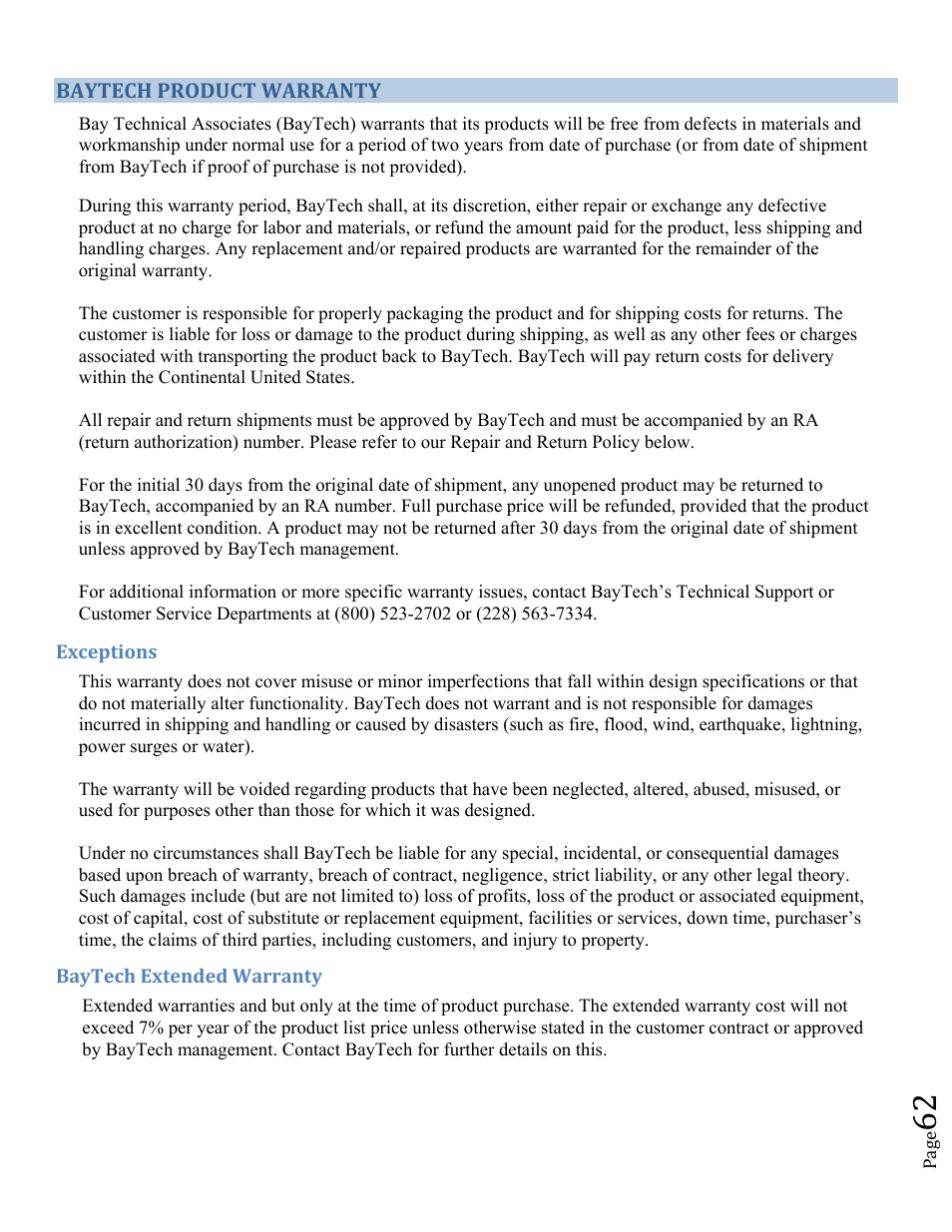 BayTech MRP units 2012 User Manual | Page 62 / 67