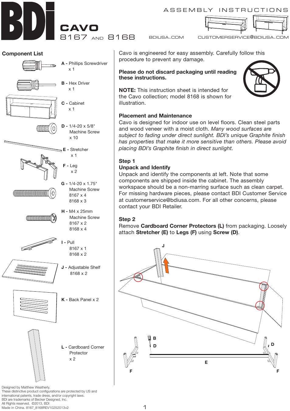 BDI 8167 CAVO User Manual | 5 pages