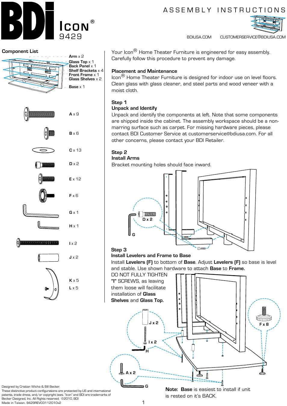 BDI 9429 Icon User Manual | 4 pages