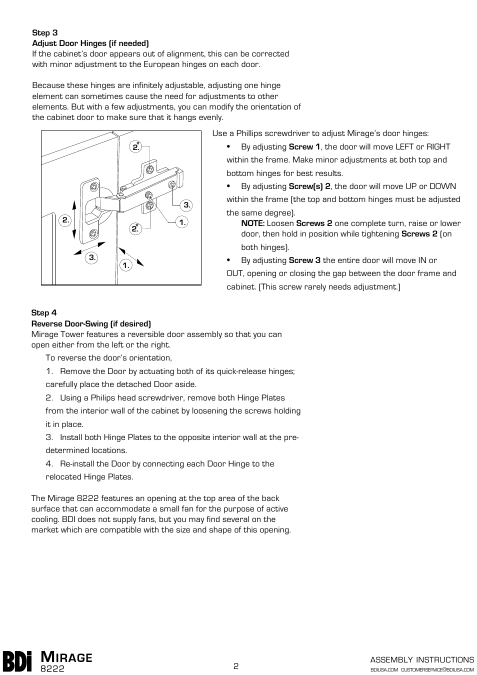 BDI 8222 MIRAGE User Manual | Page 2 / 2