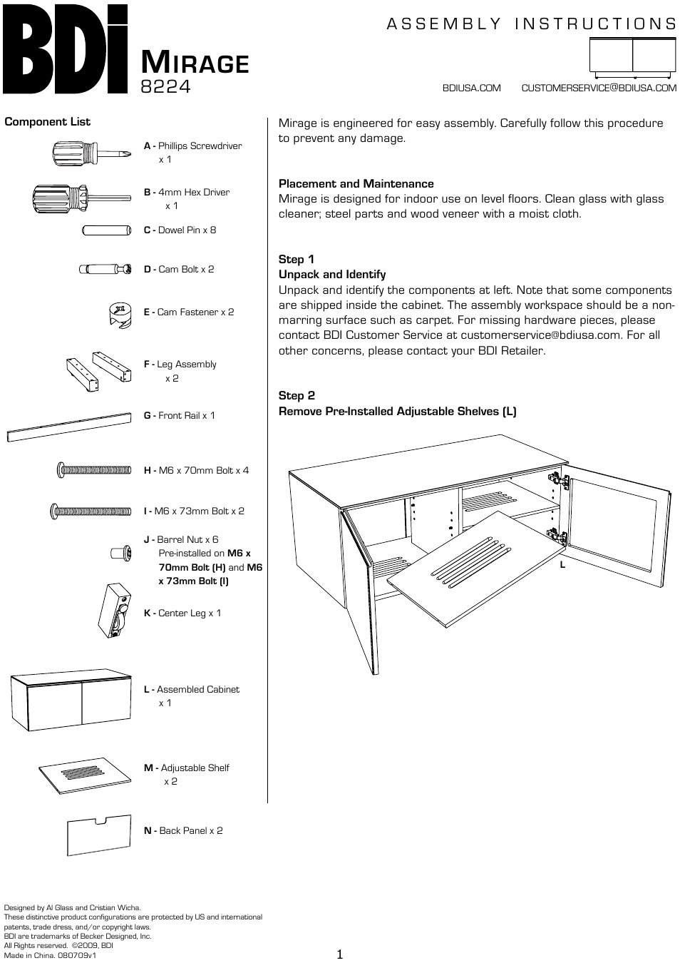 BDI 8224 MIRAGE User Manual | 4 pages