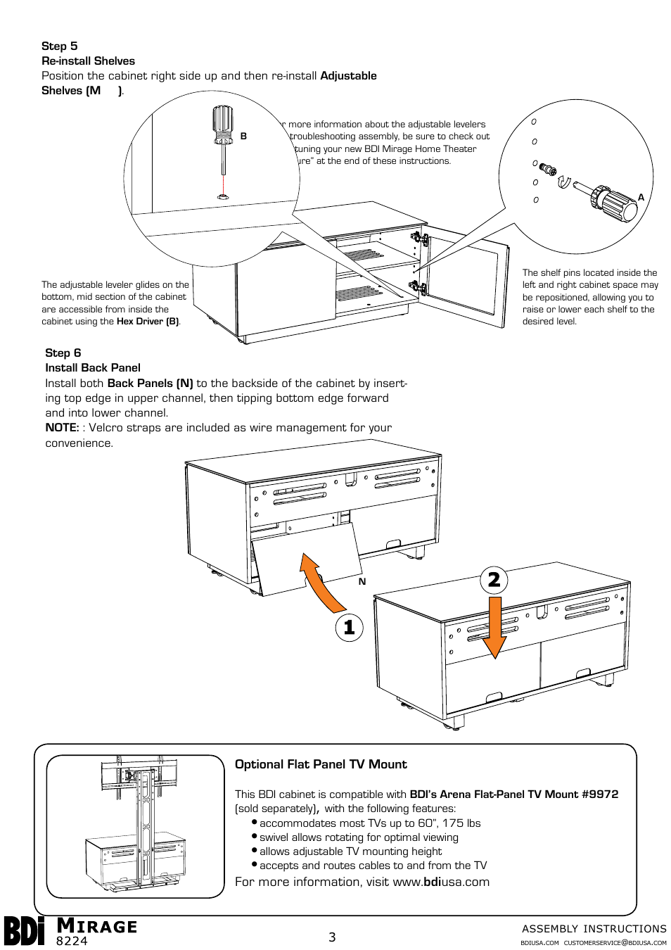 Optional flat panel tv mount | BDI 8224 MIRAGE User Manual | Page 3 / 4