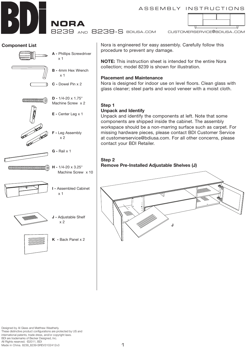 BDI 8239 NORA User Manual | 4 pages
