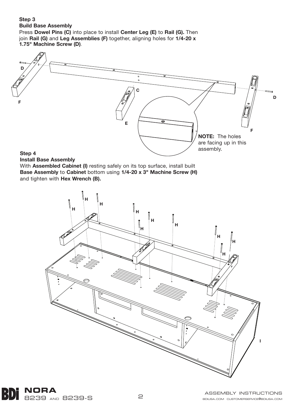 Nora, 8239-s | BDI 8239 NORA User Manual | Page 2 / 4
