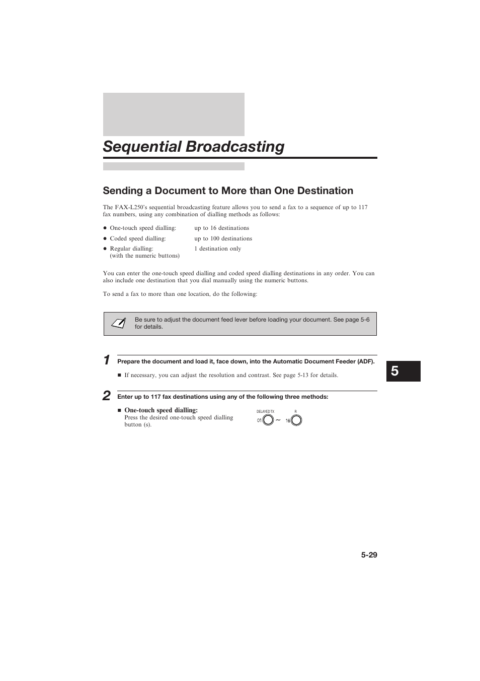 Sequential broadcasting | Canon L250 User Manual | Page 131 / 282