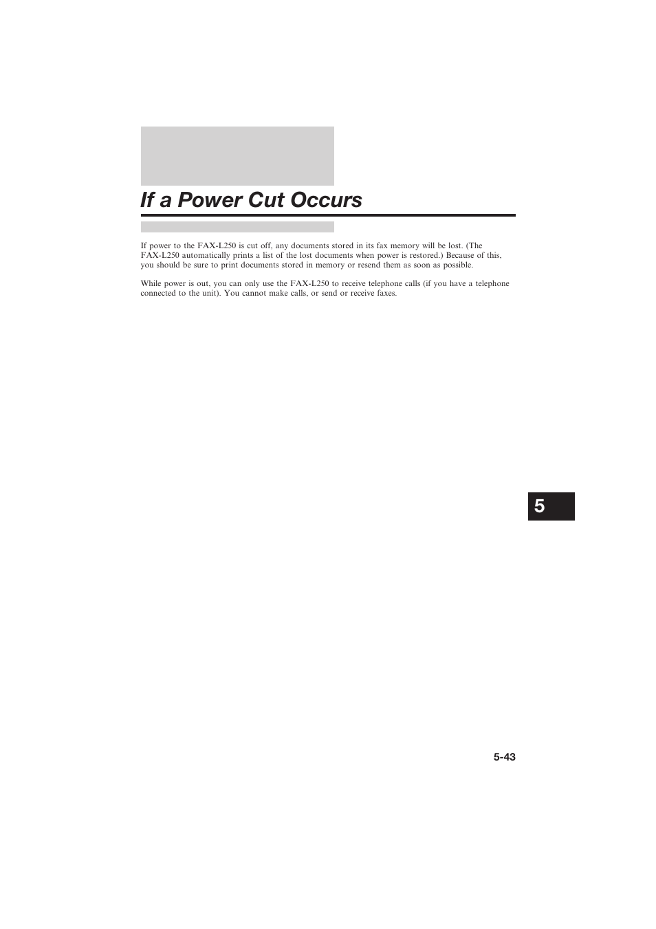 If a power cut occurs | Canon L250 User Manual | Page 145 / 282