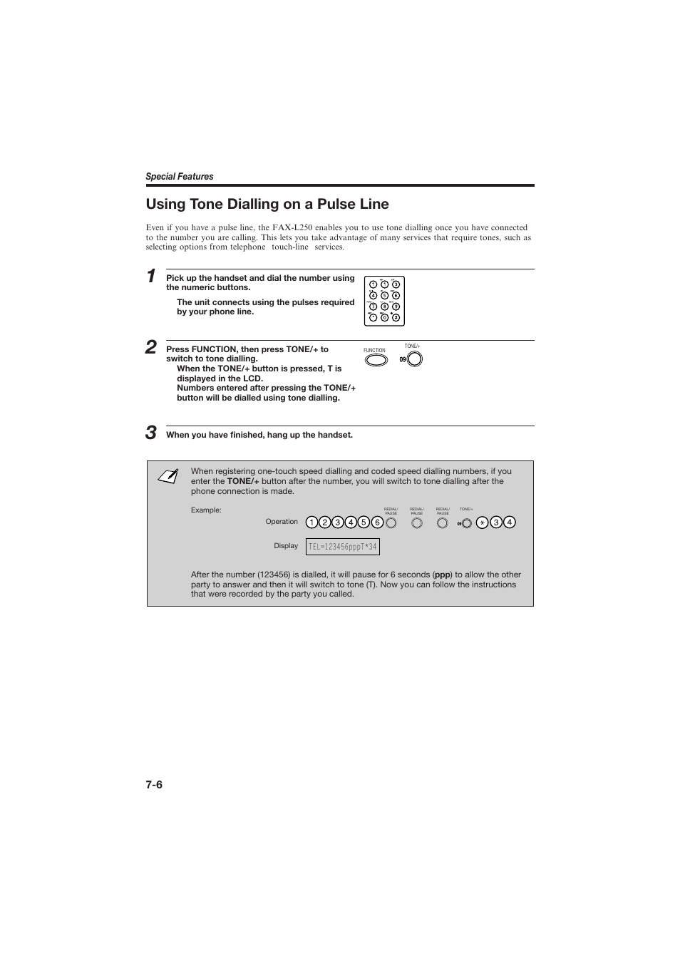 Using tone dialling on a pulse line | Canon L250 User Manual | Page 172 / 282