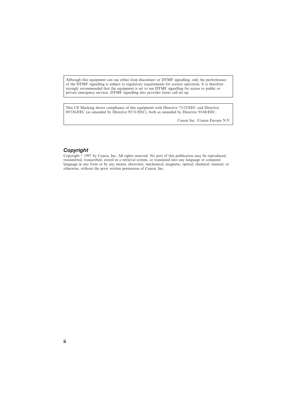 Copyright | Canon L250 User Manual | Page 2 / 282
