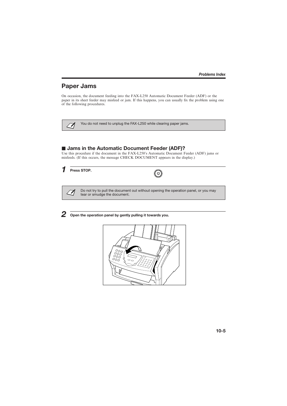 Paper jams | Canon L250 User Manual | Page 201 / 282