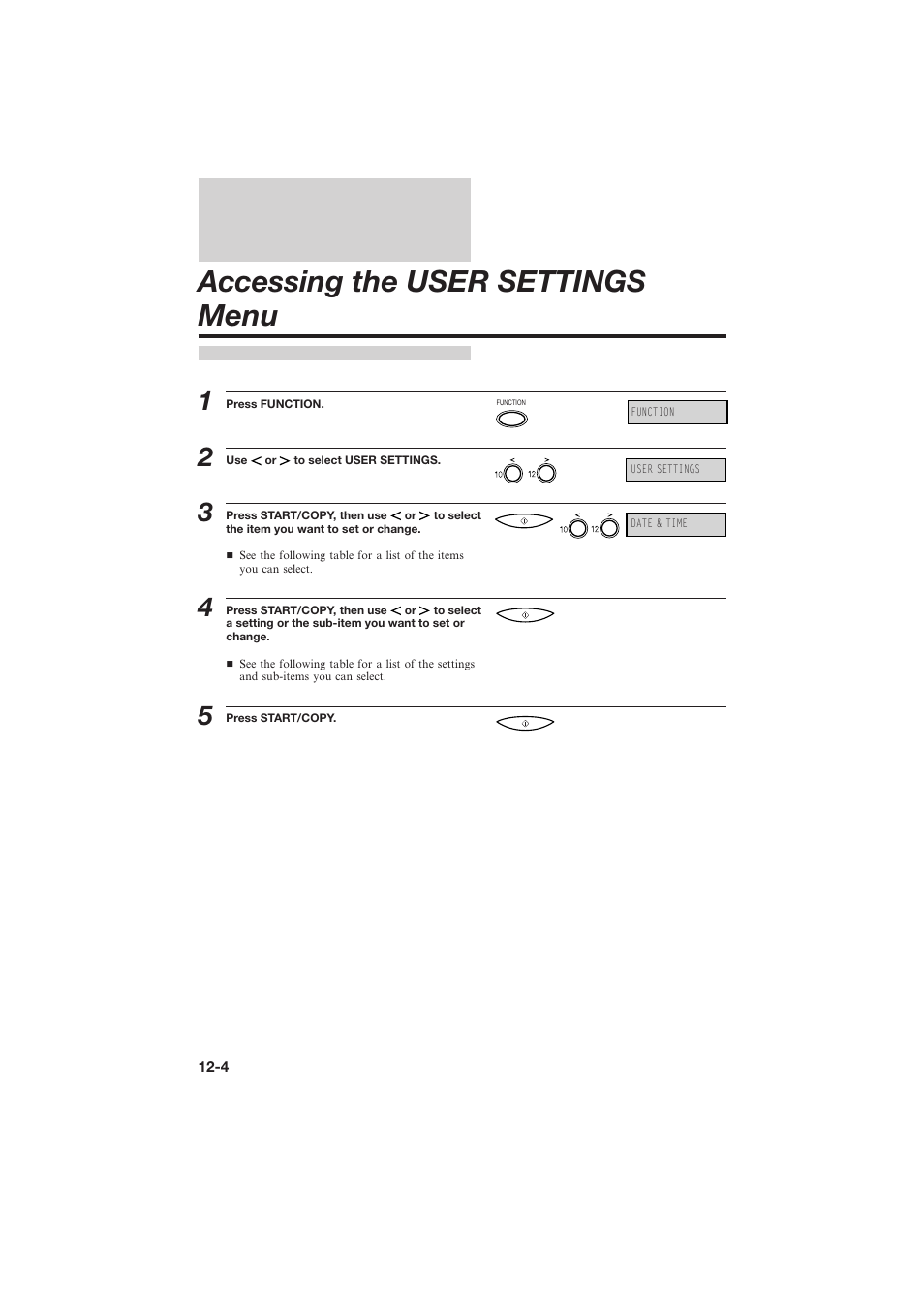 Accessing the user settings menu | Canon L250 User Manual | Page 244 / 282