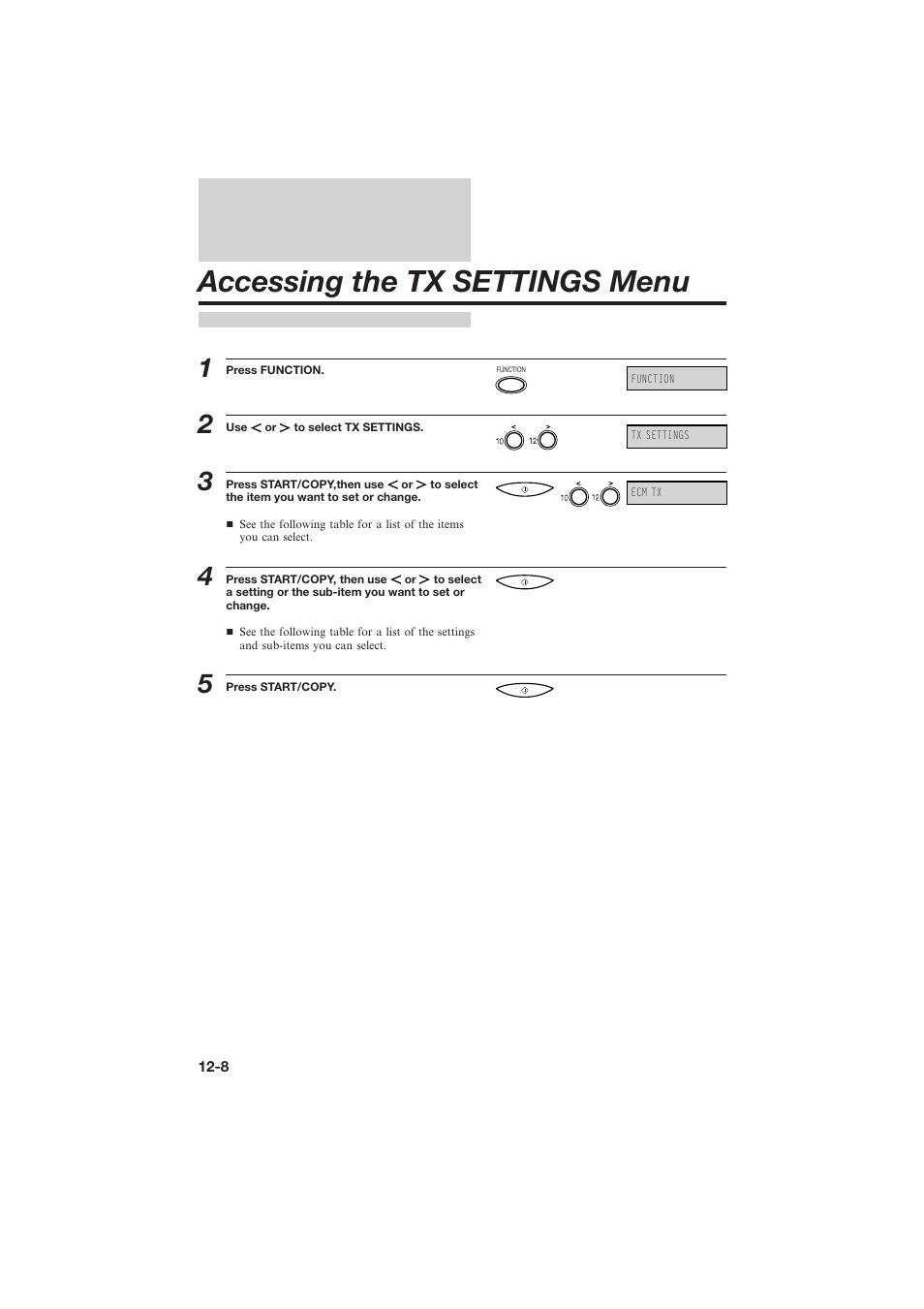 Accessing the tx settings menu | Canon L250 User Manual | Page 248 / 282