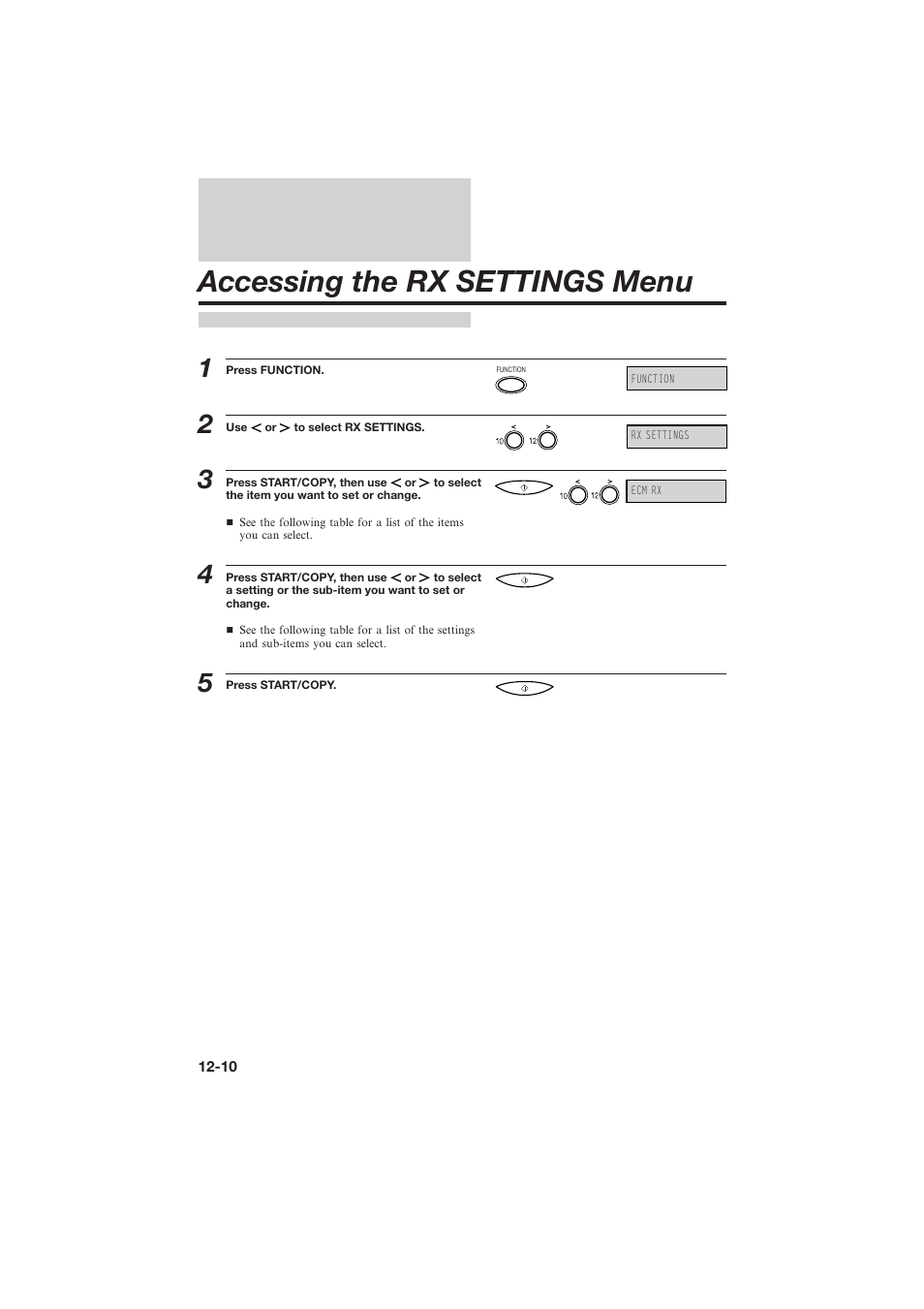 Accessing the rx settings menu | Canon L250 User Manual | Page 250 / 282