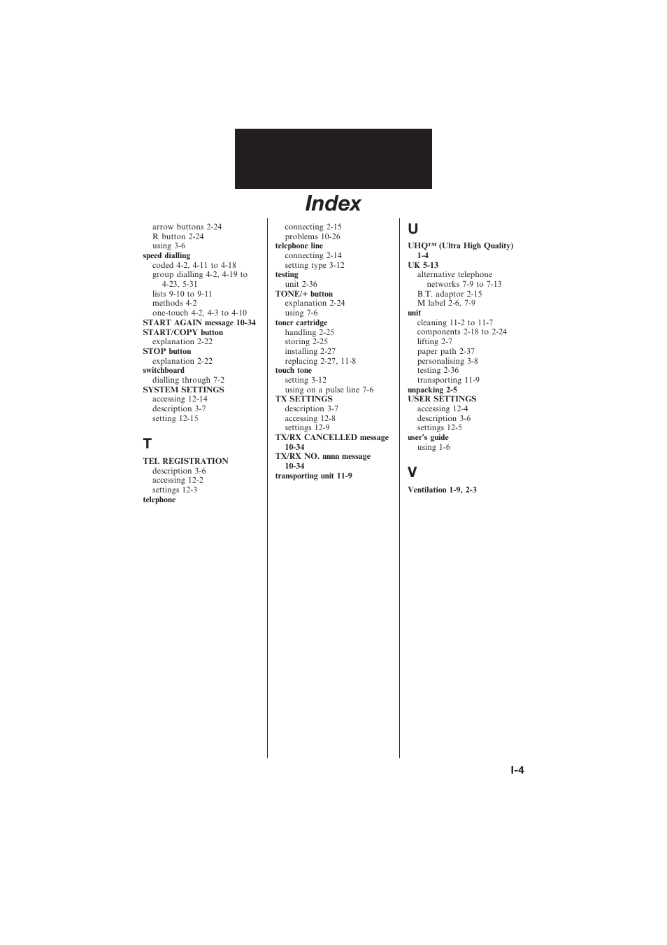 Index | Canon L250 User Manual | Page 281 / 282