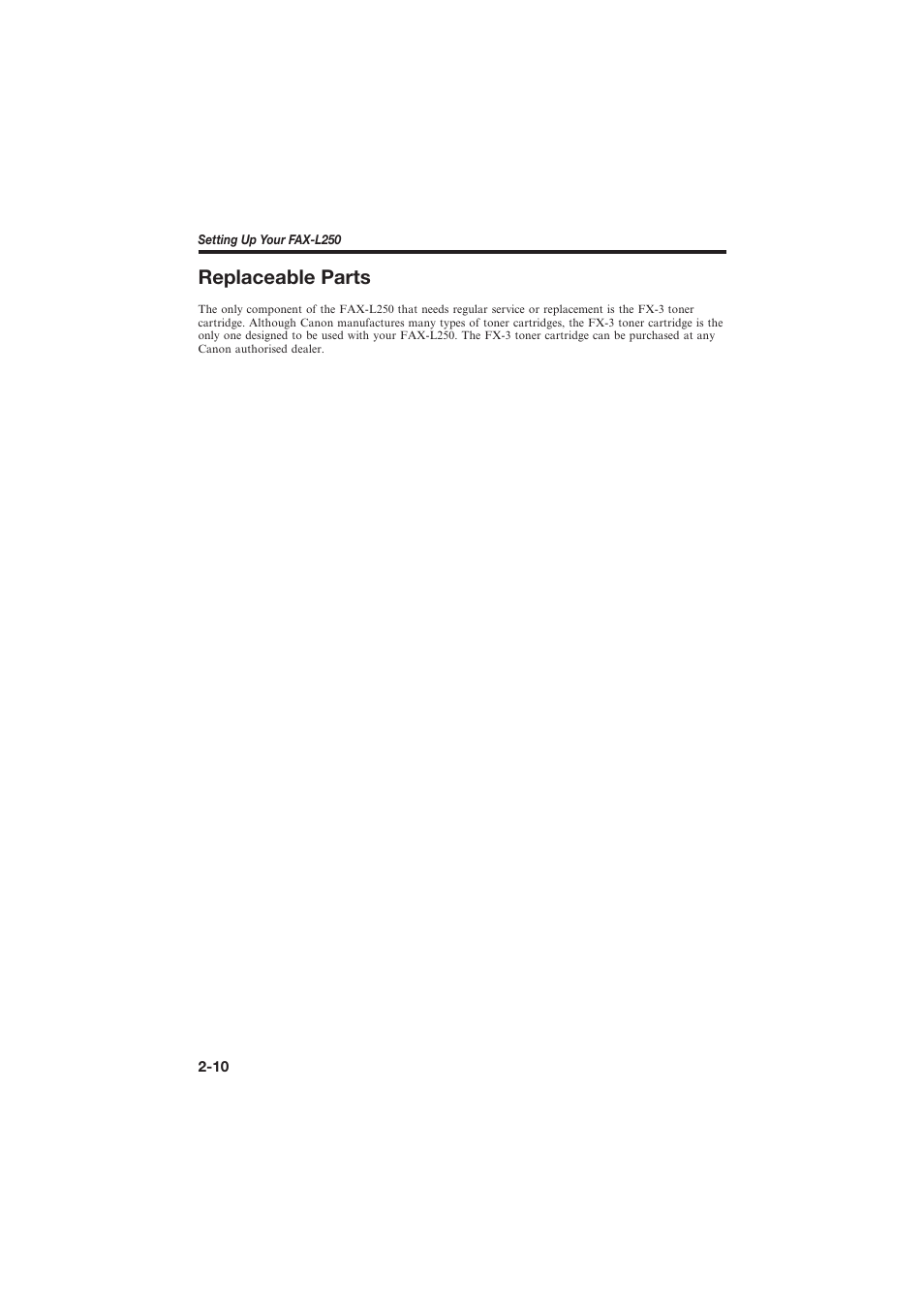 Replaceable parts | Canon L250 User Manual | Page 36 / 282