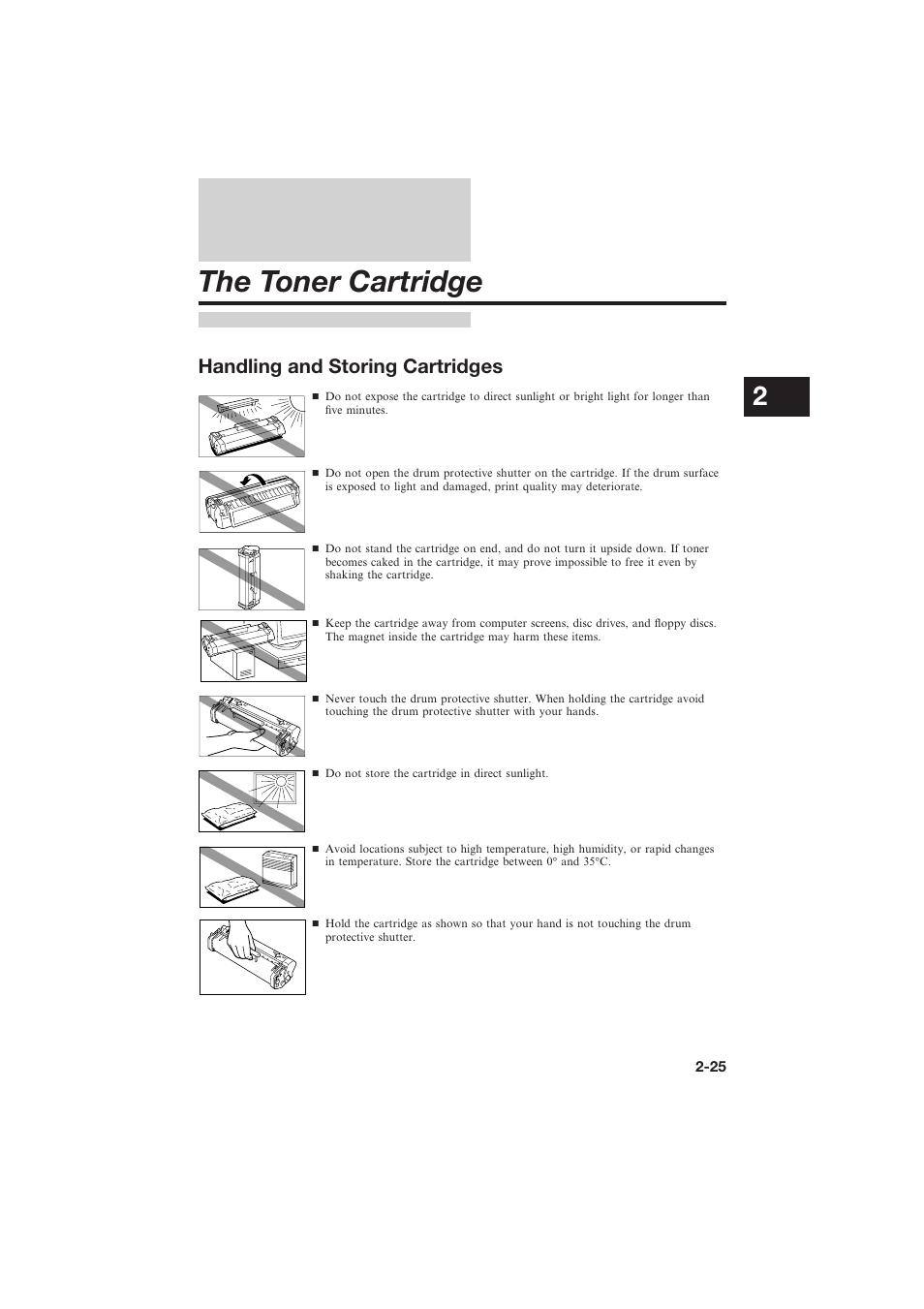 The toner cartridge | Canon L250 User Manual | Page 51 / 282