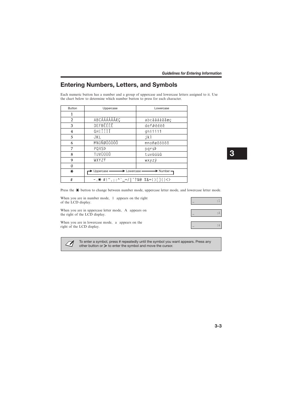 Entering numbers, letters, and symbols | Canon L250 User Manual | Page 69 / 282