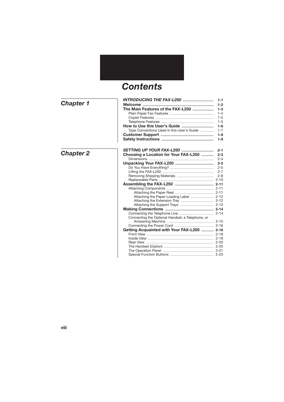 Canon L250 User Manual | Page 8 / 282