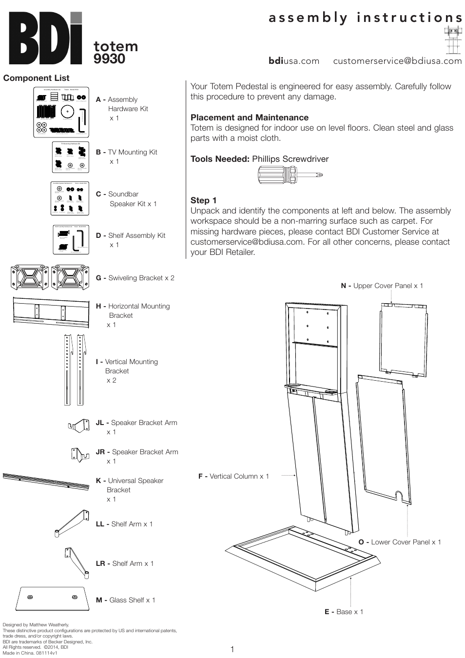 BDI 9930 totem User Manual | 10 pages