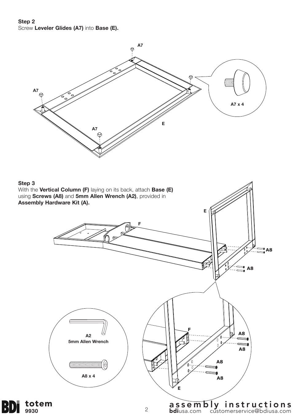 Totem | BDI 9930 totem User Manual | Page 2 / 10